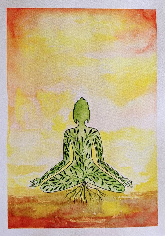 Watercolor Painting Original Painting 'Journey Within' Meditation