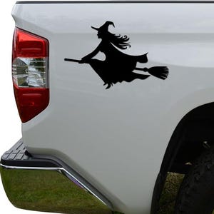 Witch Flying Broomstick Die Cut Vinyl Decal Sticker For Car Truck Motorcycle Window Bumper Wall Decor