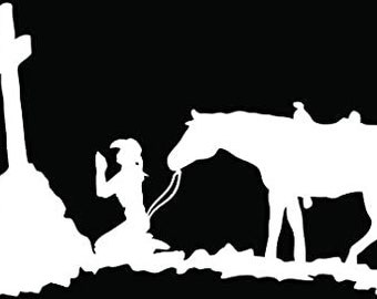 Cowgirl Cross Praying Christian Symbol Car Truck Window Bumper Vinyl Graphic Decal Sticker