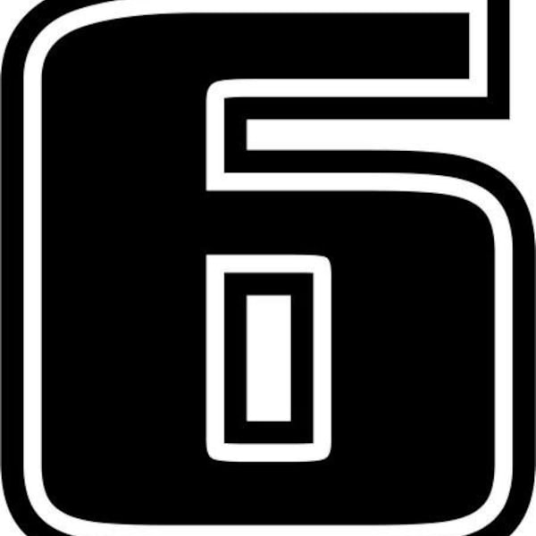 Racing Race Number 6 six Die Cut Vinyl Decal Sticker For Go Kart Car Truck Motorcycle Window Bumper Wall Decor