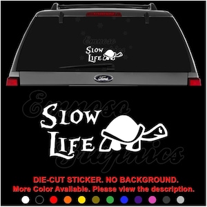 Slow Life Turtle JDM Japanese Domestic Market Decal Sticker For Car, Truck, Motorcycle, Windows, Bumper, Laptop, Home Office Decor