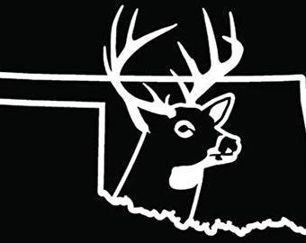 Oklahoma State Deer Buck Hunting Car Truck Window Bumper Vinyl Graphic Decal Sticker