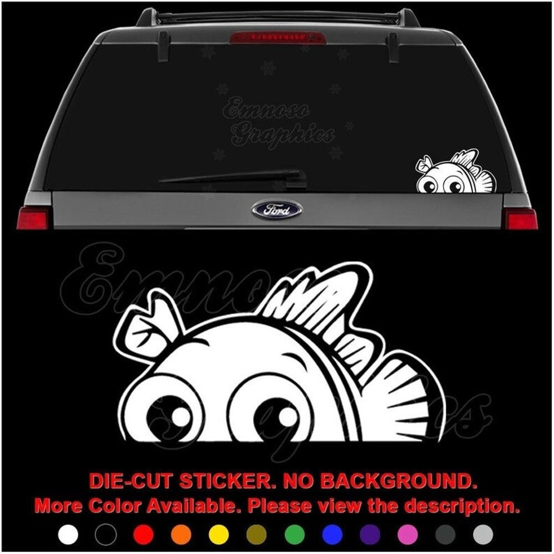 Clown Fish Peeking Sea Ocean Decal Sticker for Car, Truck, Motorcycle ...