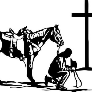 symbolic_cowboy_praying Car Truck Motorcycle Windows Bumper Wall Decor Vinyl Decal Sticker Size
