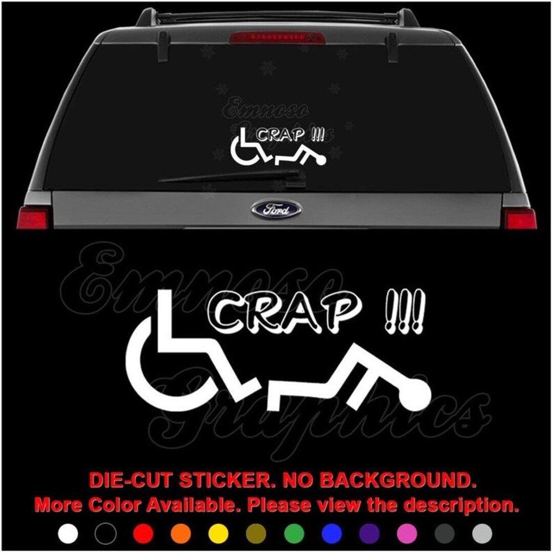 Sticker Crap Crap Wheelchair Fall Accident Funny Decal Sticker for Car, Truck ...