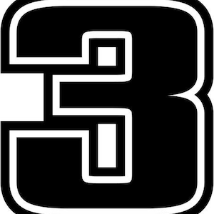 Racing Race Number 3 Three Die Cut Vinyl Decal Sticker for Go Kart Car ...