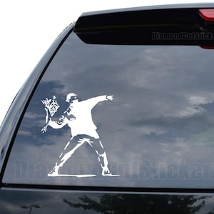 Banksys Rage Flower Thrower Decal Sticker Car Truck Motorcycle Window Ipad Laptop Wall Decor