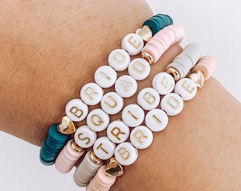 Aangepaste naam armband / bijpassende kralen armband / gepersonaliseerde armbanden voor leraar / letter kraal armband / Bachelorette Gift