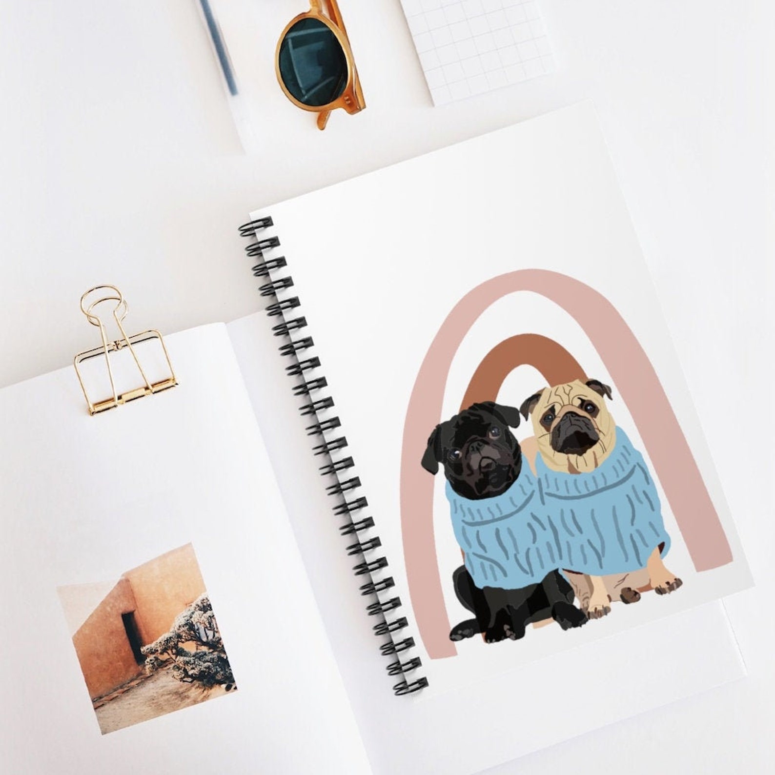 Pug Dog Notebook Dog Themed Gift Cute Dog Design Spiral Etsy