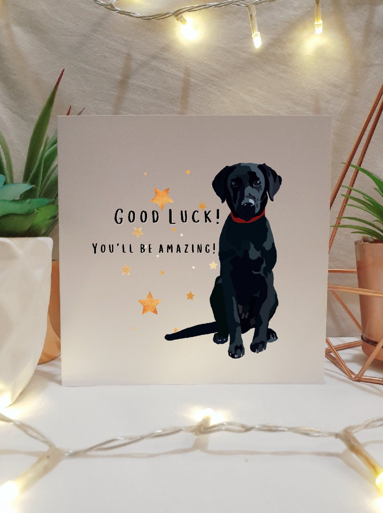 Cute Labrador Dog Good Luck Card Illustrated Cards Dog | Etsy
