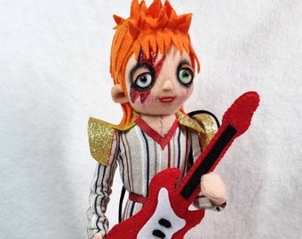 David Bowie Doll Ziggy Stardust Icon Cloth Art Doll