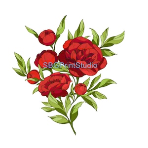 Red Rose Floral Furniture Transfers: Waterslide Decals, Vinyl Transfers