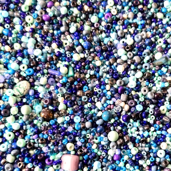 Seed Beads, 25g Blue Mixed Size Glass Beads, Crafts, Jewellery Making, Embellishments