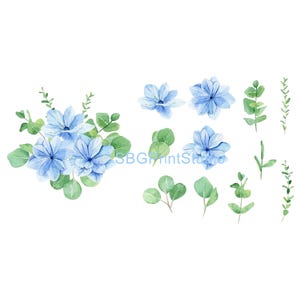 Blue Array ,Flowers, Furniture transfers , Waterslide decals, Vinyl transfers,  Gloss Print,  Upcycling Furniture