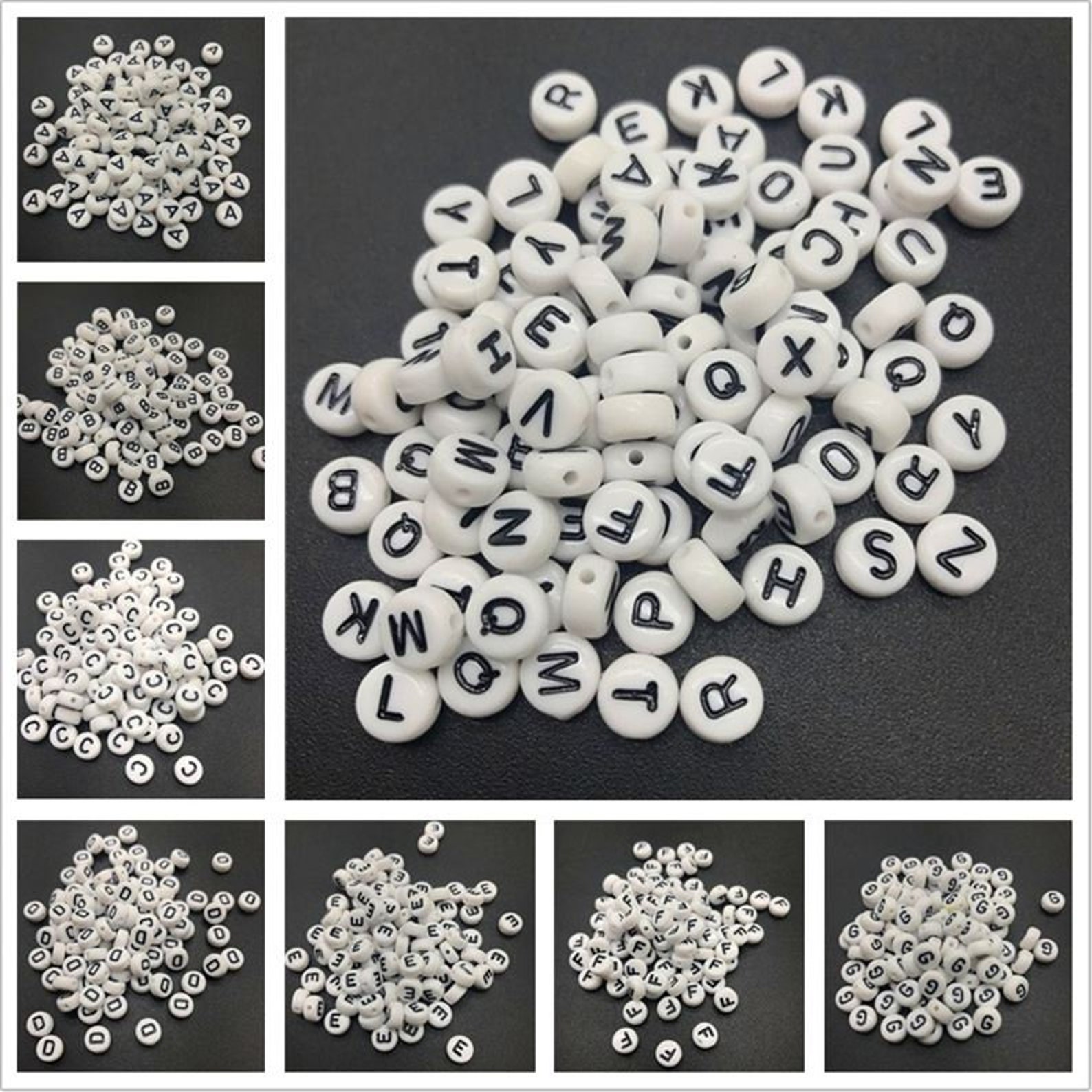 Letter Beads Acrylic Letter Beads Round Alphabet Beads Etsy