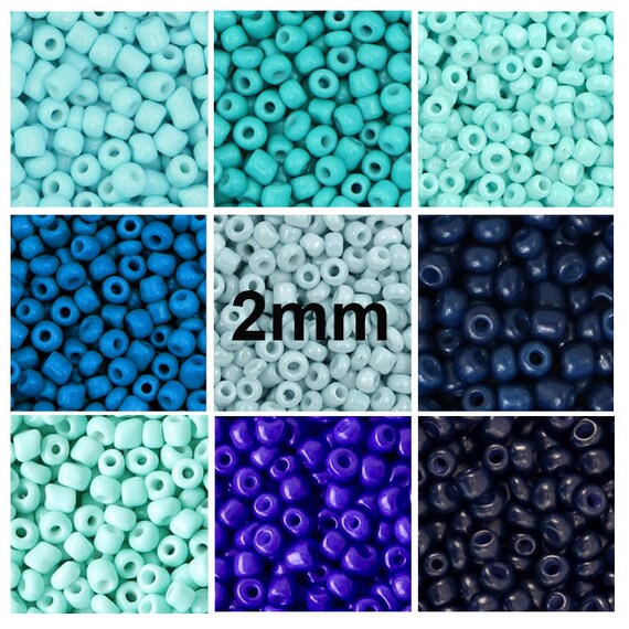 2mm Seed Beads 40g Blue Seed Beads Glass Seed Beads 12/0 Etsy