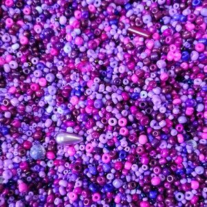 Seed Beads, 25g Purple Mixed Size Glass Beads, Crafts, Jewellery Making, Embellishments