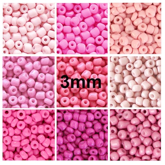3mm Seed Beads 40g Pink Seed Beads Glass Seed Beads 8/0 | Etsy