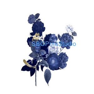 Fiori blu e neri, Mobili, Trasferimenti per mobili, Decalcomanie ad acqua, Trasferimenti in vinile, Mobili riciclati