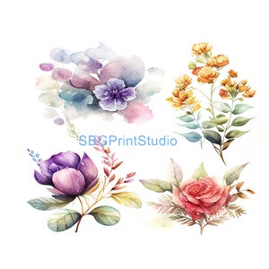 four flowers, Furniture transfers , Waterslide decals, Vinyl transfers,  Gloss Print,  Upcycling Furniture