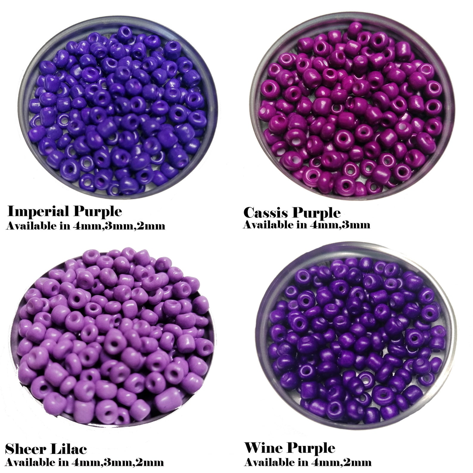 Glass Seed Beads Purple Lilac 2mm 3mm 4mm 40g Mixed Seed Beads Etsy