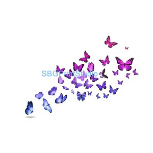 Farfalle, fiori, mobili, trasferimenti per mobili, adesivi ad acqua, trasferimenti in vinile, mobili riciclati