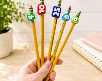 Personalized Number Pencil Topper | Custom Number Pencil Cap | Classroom Reward | Teacher Gift | School Supplies | Math Manipulative