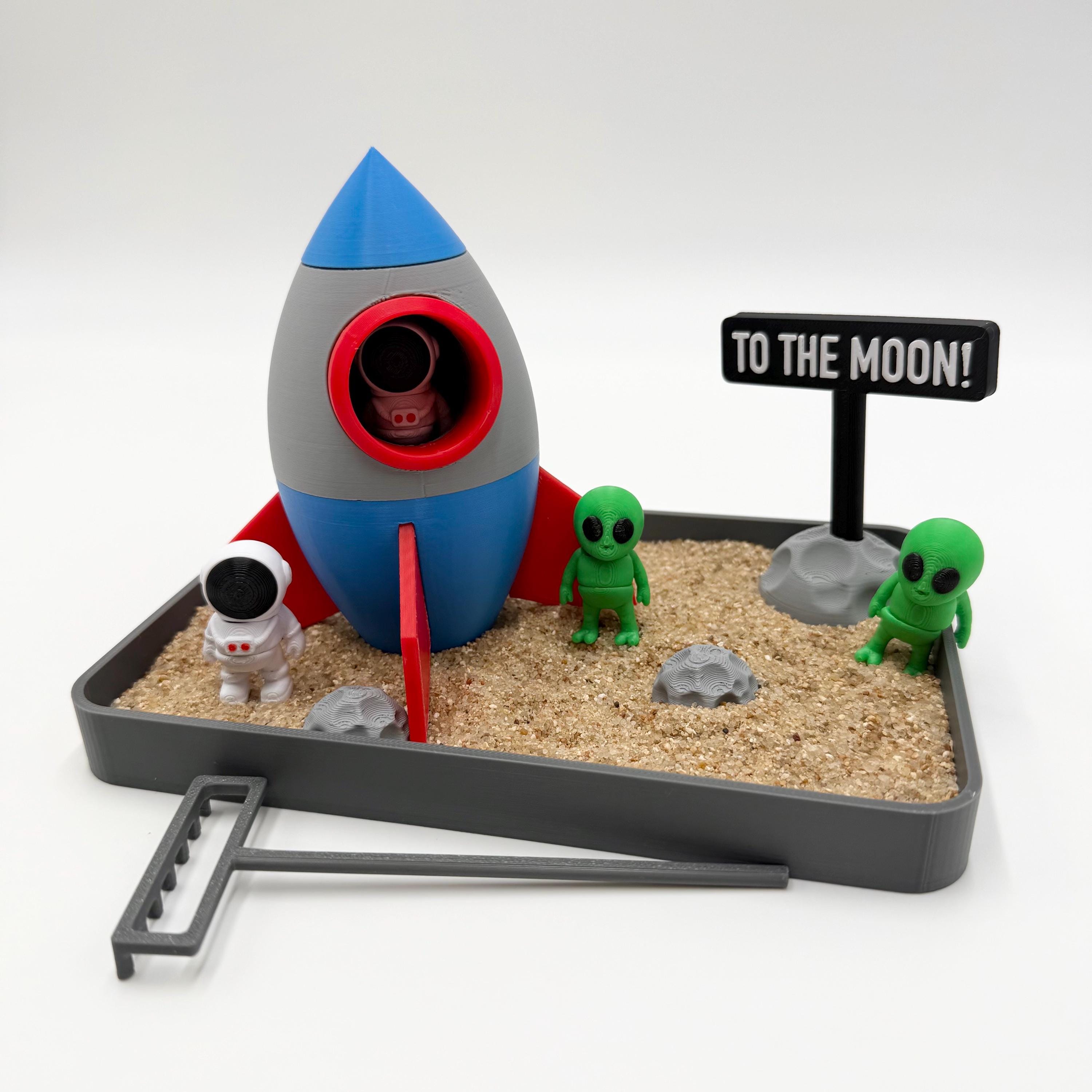 Alien Desk Model 3D Printed Space Zen Garden: Rocket, Astronauts & Aliens Desk Set - Etsy