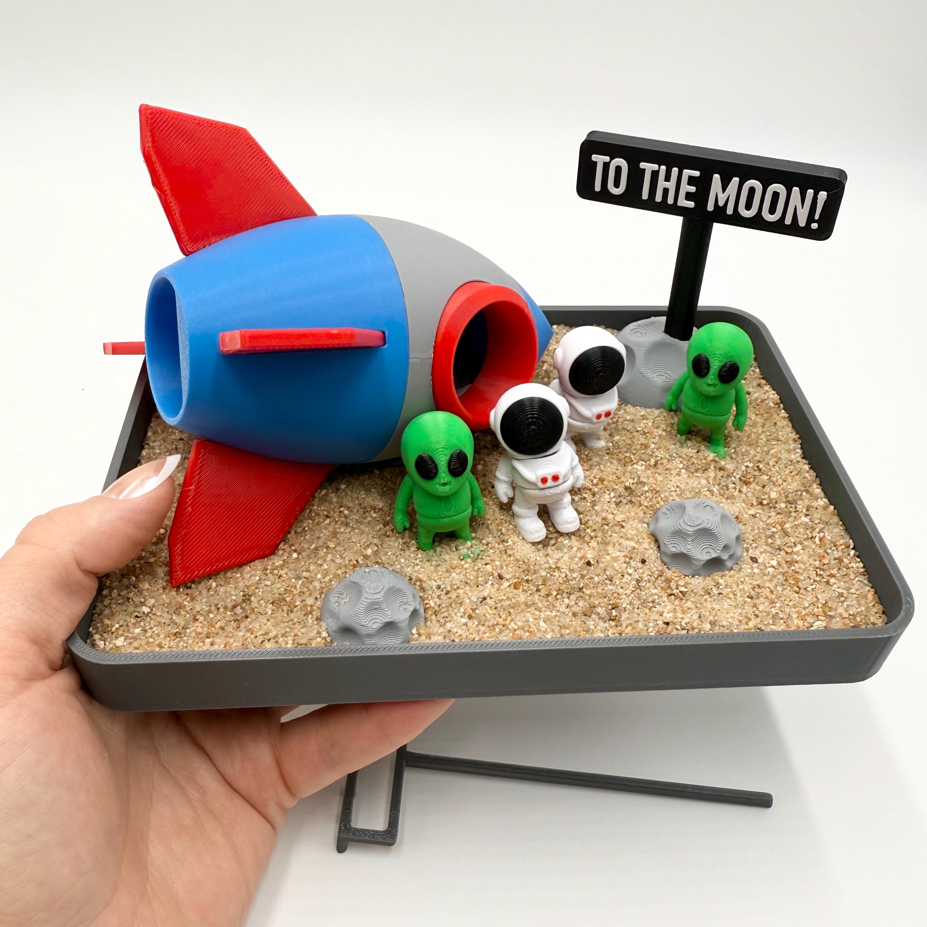 Alien Desk Model 3D Printed Space Zen Garden: Rocket, Astronauts & Aliens Desk Set - Etsy