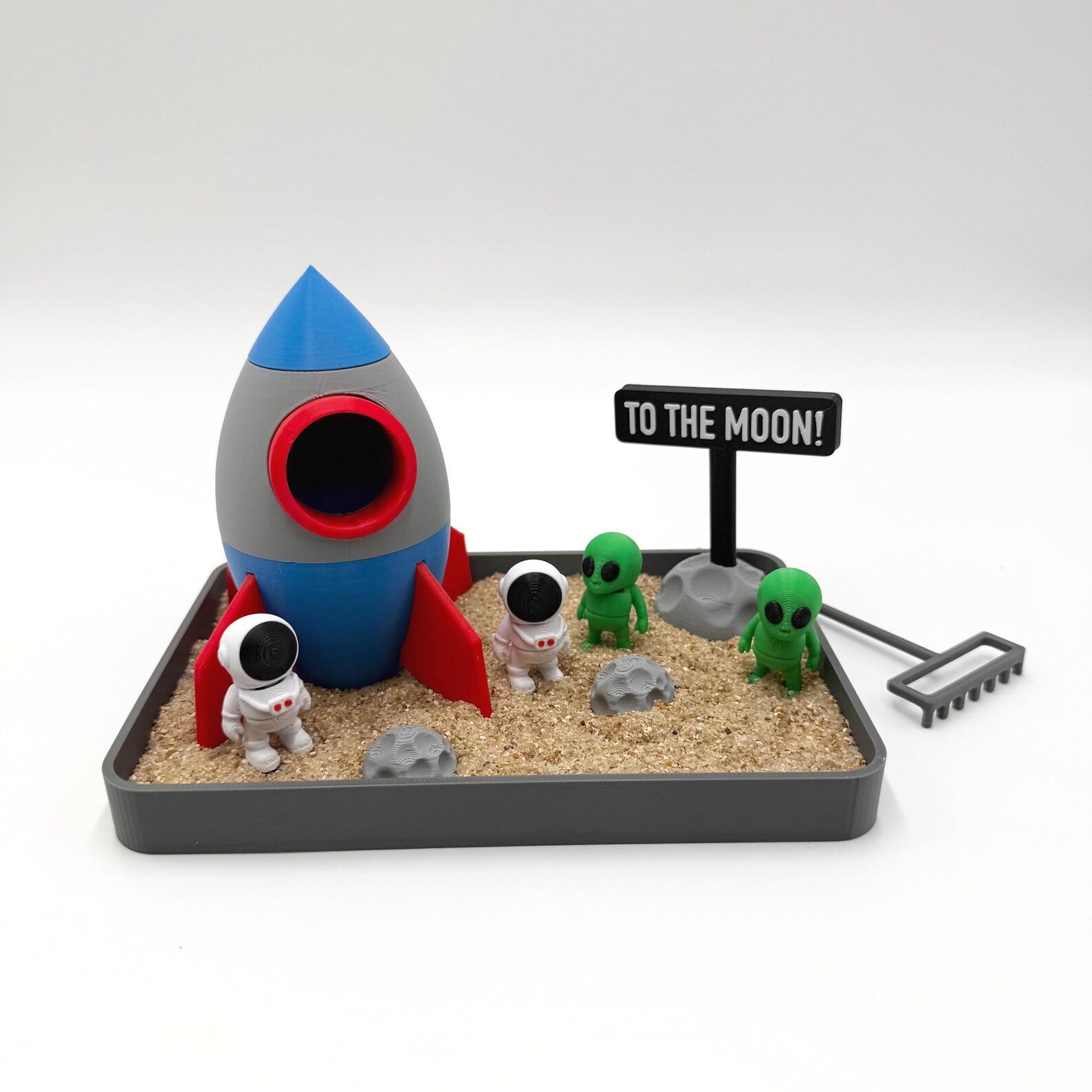 Alien Desk Model 3D Printed Space Zen Garden: Rocket, Astronauts & Aliens Desk Set - Etsy