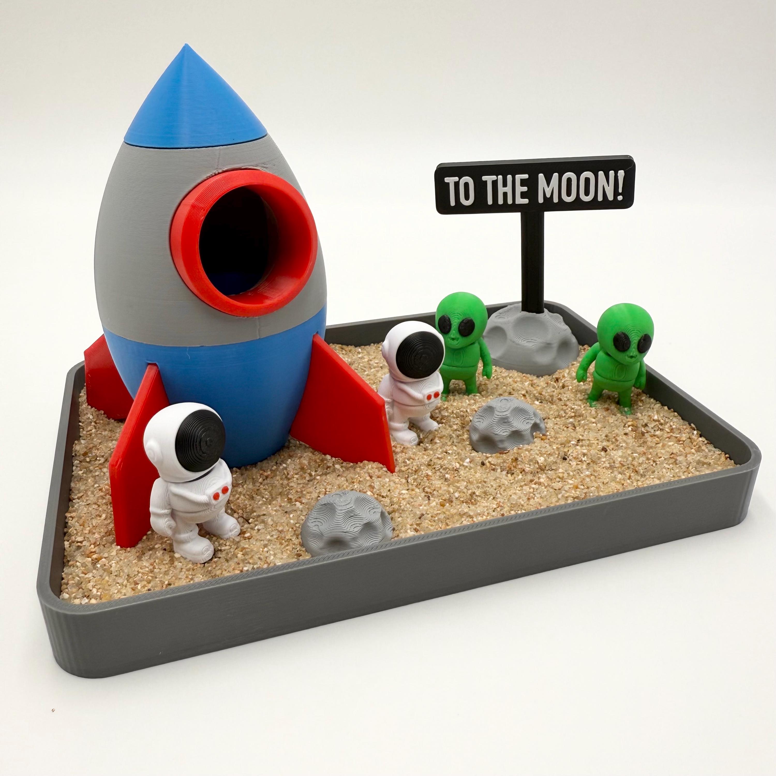 Alien Desk Model 3D Printed Space Zen Garden: Rocket, Astronauts & Aliens Desk Set - Etsy