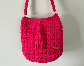 Crochet Tote Bag, Modern crochet bag, Shoulder bag, Reusable Bag, Crochet Market Bag, Crochet beach bag, Gift For Mom, Anniversary Gift