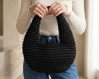Handmade CROCHET Chunky BAG: Available in 3 Colors – Brown, Black & Navy Blue