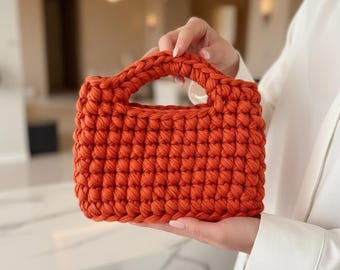 Handmade CROCHET Chunky BAG: Available in 5 Colors – Barbie Pink, Terracotta, Black, Brown & Beige