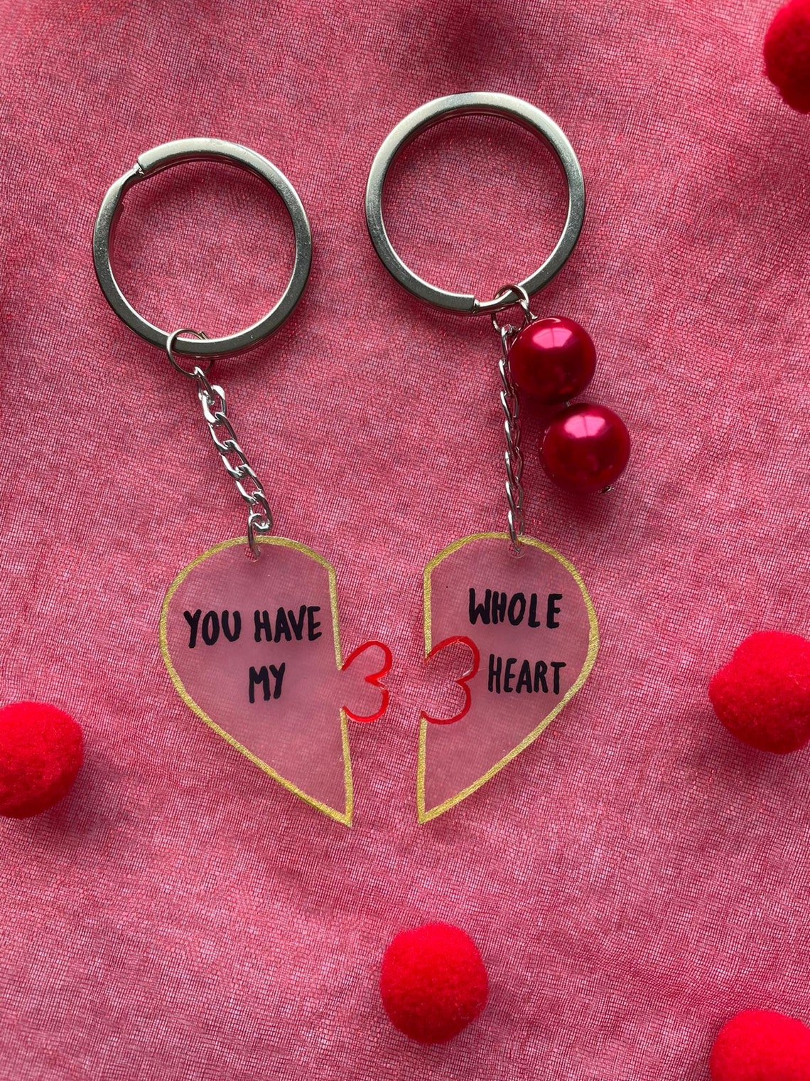 Valentine's keychain-Keychain heart with | Etsy