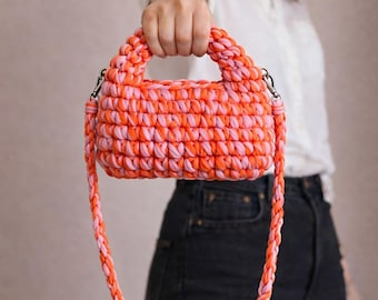 Handmade CROCHET Chunky BAG: Available in 4 Color Sets – Orange, Pink, Red & Purple