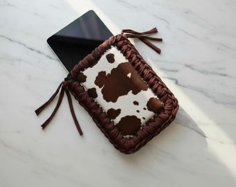 Handmade iPad Mini Cover with Pen Holder, Faux Leather Cowhide Tablet Case