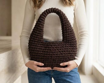 Handmade CROCHET Chunky BAG: Available in 3 Colors – Brown, Black & Navy Blue