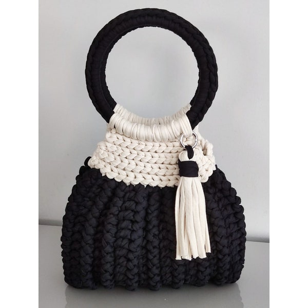 Crochet Tote Bag, Modern crochet bag, Shoulder bag, Reusable Bag, Crochet Market Bag, Crochet beach bag, Gift For Mom, Anniversary Gift