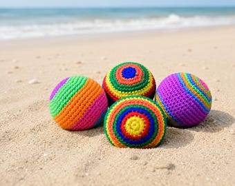 Hacky Sack Balls au crochet, Ensemble de balles de jonglage faites main, Jouet anti-stress pour enfants et adultes