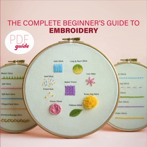 Complete Beginners Guide to Embroidery- PDF Digital Embroidery Stitch Sampler How To Guide