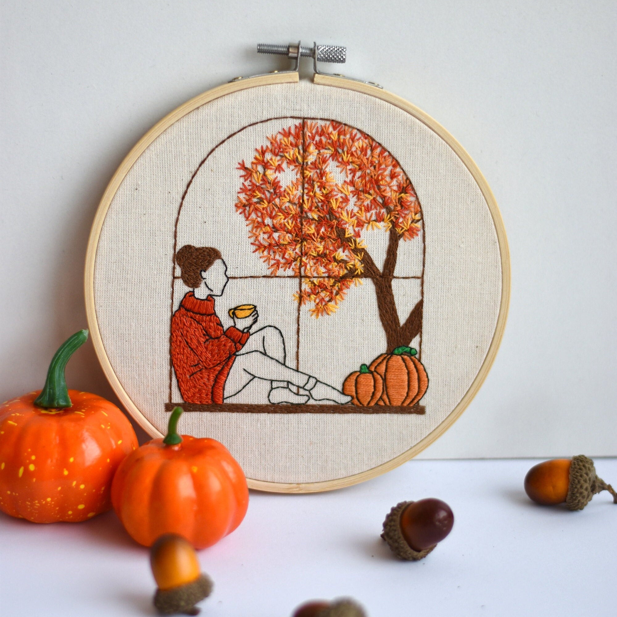 Autumn Girl Embroidery Pattern Pdf-contemporary Modern | Etsy