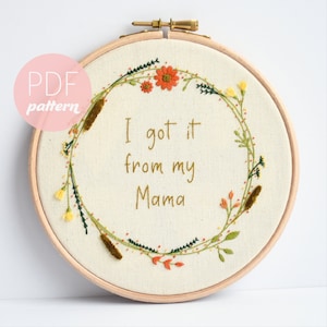 Mother&#39;s Day Digital Embroidery Pattern / Beginner Wildflower Floral Instructions PDF Download / Craft How To Guide /  Hoop Art Gift