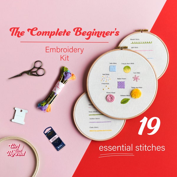 The Complete Beginner's Embroidery Kit- Stitch Sampler Embroidery Kit