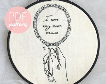 Muse Embroidery Pattern PDF beginner-Modern Self Love Beginner Hand Embroidery Design Pattern, needlecraft, PDF Digital Download