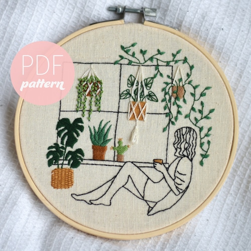 Plant Embroidery Pattern for Beginners PDF Download Etsy