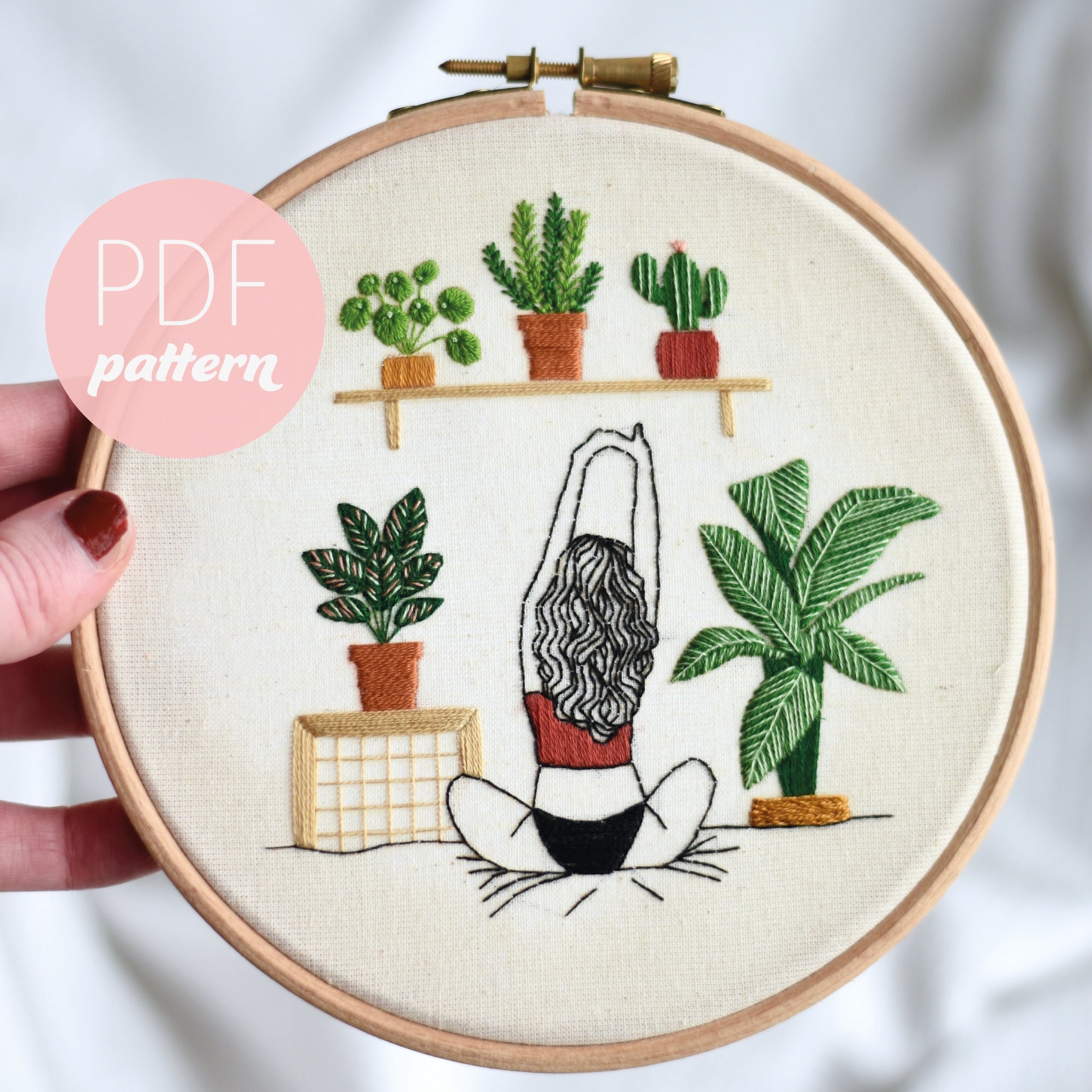 Monstera Lady Hand Embroidery Kit - Stitched Modern