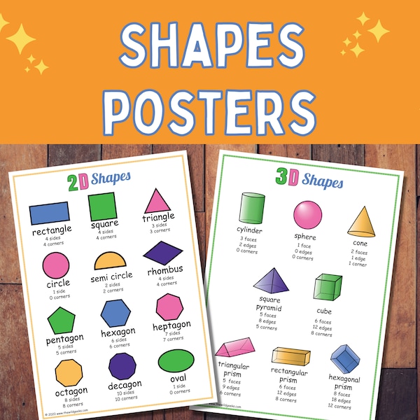 2D & 3D Shapes Posters, Homeschool Learning Activity, Classroom resources