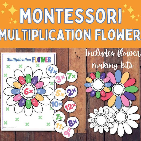 Montessori Multiplication Flower | Homeschool Math | Printable Multiplication game | Learn the Times Tables