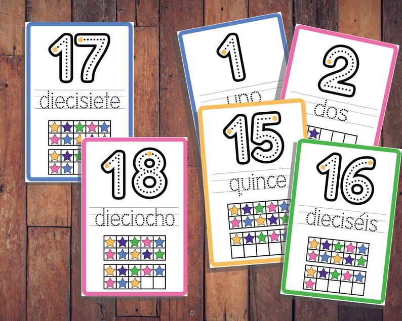 printable large number flashcards in spanish 1 20